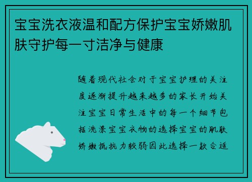 宝宝洗衣液温和配方保护宝宝娇嫩肌肤守护每一寸洁净与健康